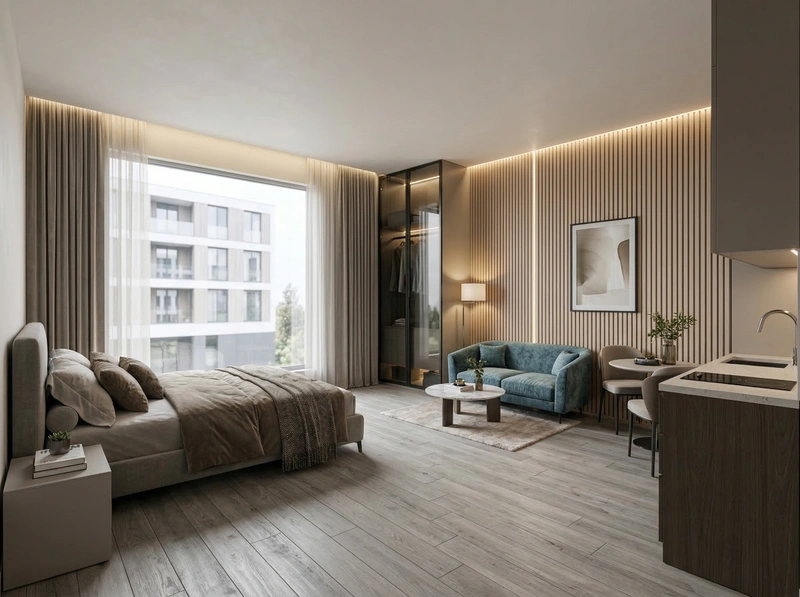 Дизайн спальни в стиле Контемпорари — фото интерьера от нейросети RoomGPT