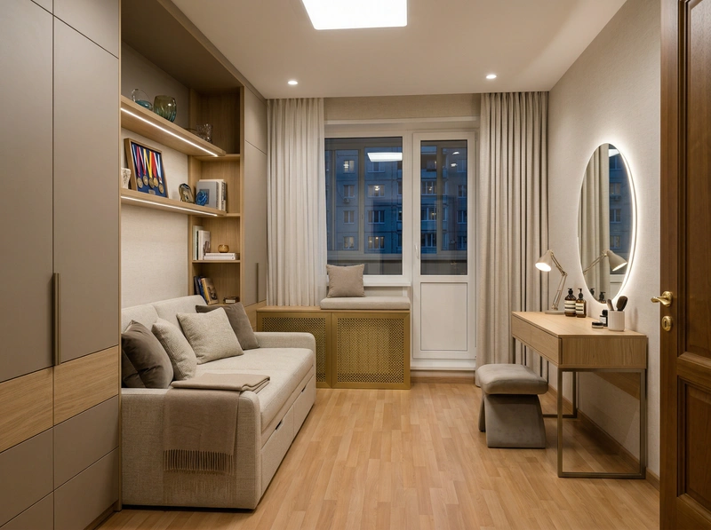 Дизайн интерьера в стиле Контемпорари — Спальня от нейросети RoomGPT