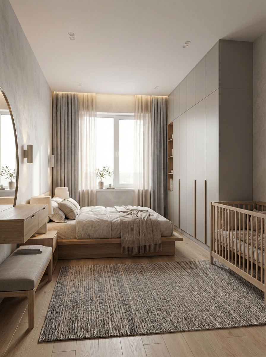 Дизайн спальни в стиле Japandi — фото интерьера от нейросети RoomGPT