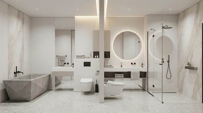 Дизайн ванной в стиле Минимализм — фото интерьера от нейросети RoomGPT