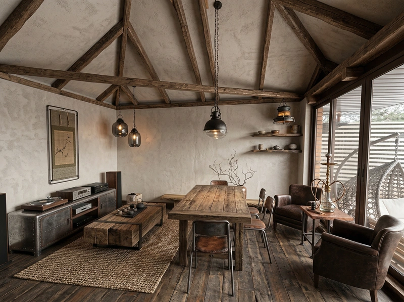 Дизайн гостиной в стиле Лофт — фото интерьера от нейросети RoomGPT