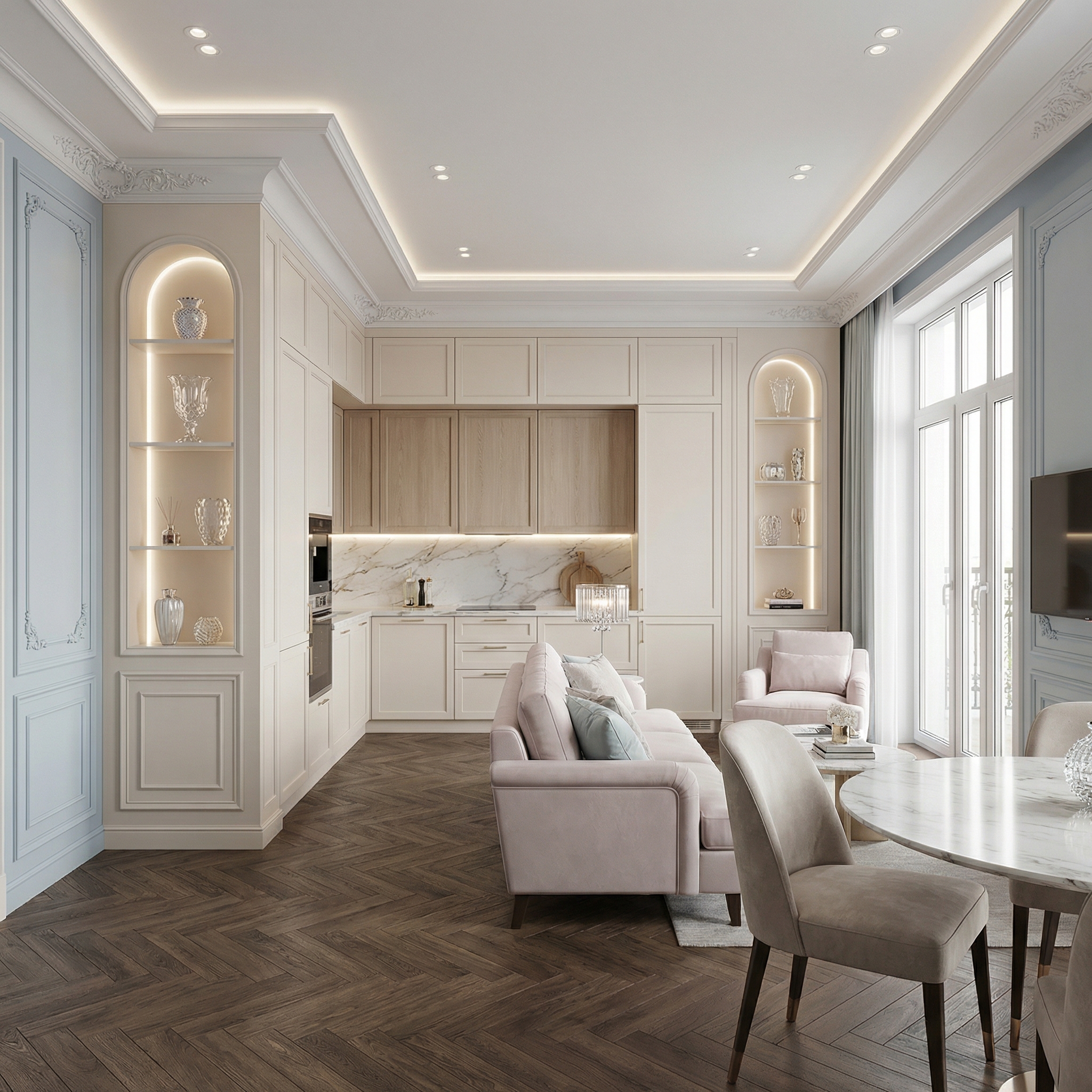 Дизайн кухни в стиле Классика — фото интерьера от нейросети RoomGPT