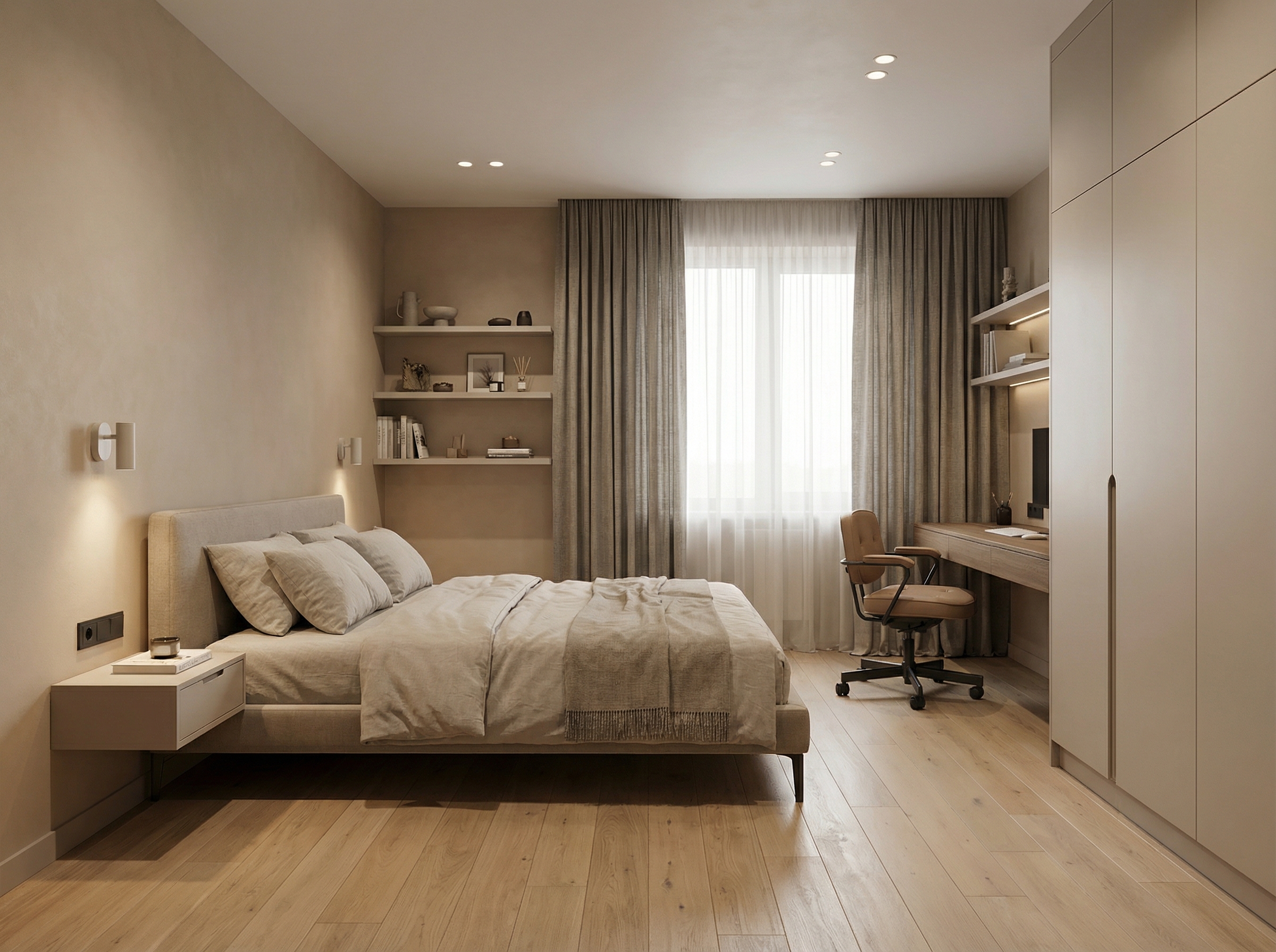 Дизайн спальни в стиле Минимализм — фото интерьера от нейросети RoomGPT