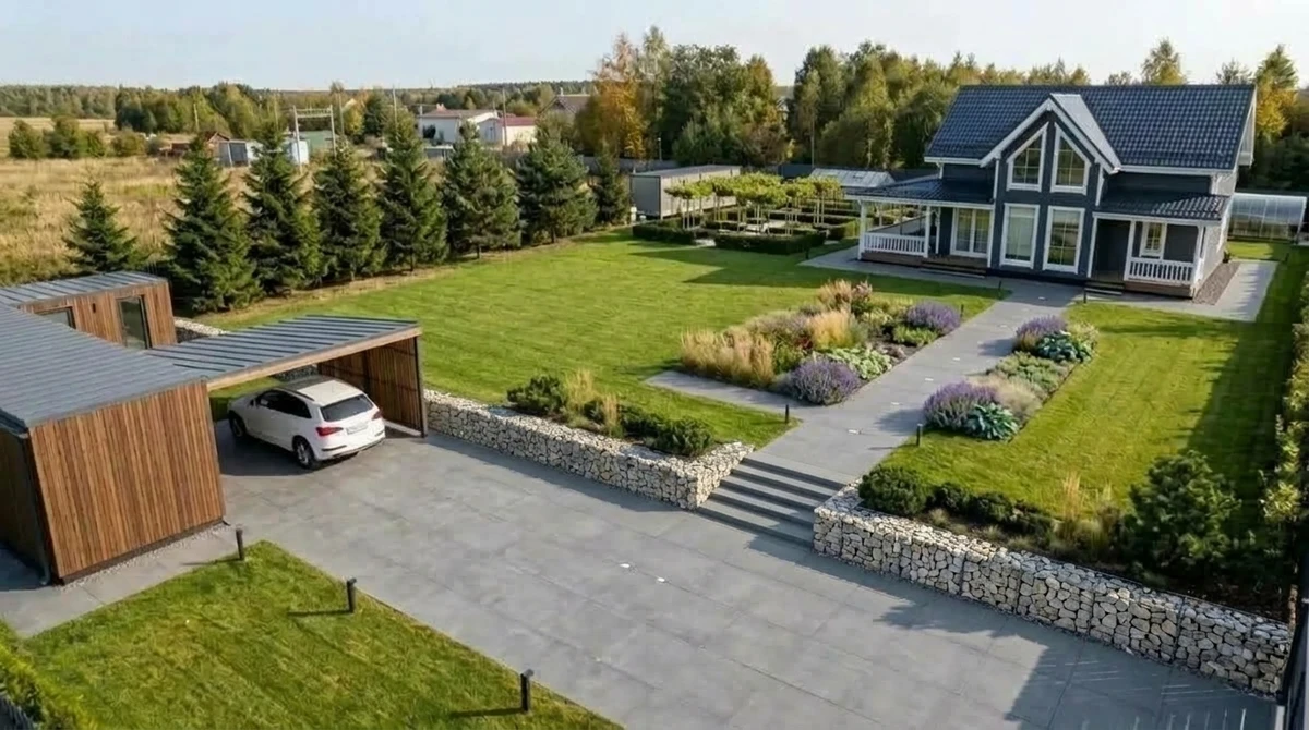 Ландшафтный дизайн в стиле Минимализм — Участок от нейросети RoomGPT