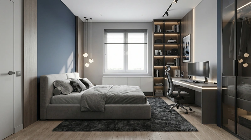 Дизайн детской в стиле Контемпорари — фото интерьера от нейросети RoomGPT