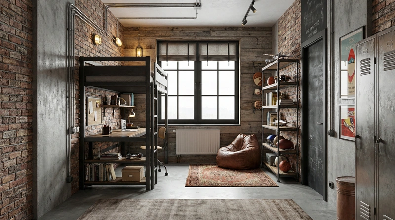 Дизайн детской в стиле Лофт — фото интерьера от нейросети RoomGPT