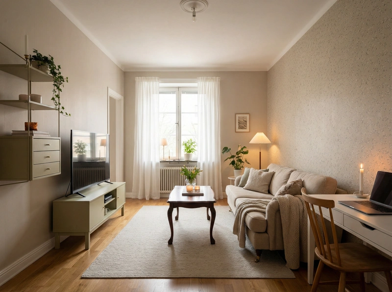 Дизайн интерьера в стиле Хюгге — Гостиная от нейросети RoomGPT