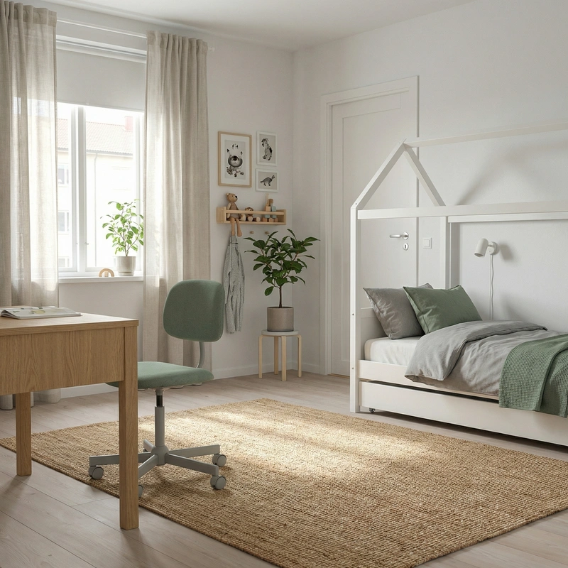 Дизайн детской в стиле Сканди — фото интерьера от нейросети RoomGPT