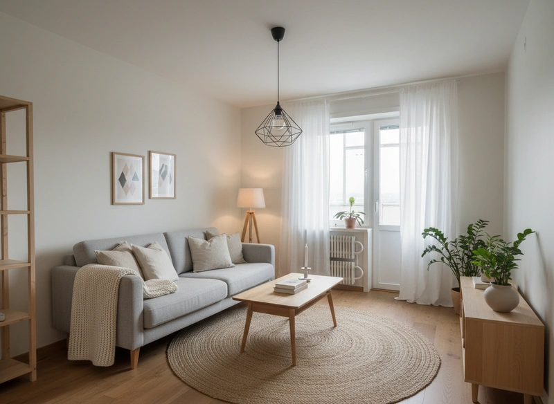 Дизайн интерьера в стиле Хюгге — Гостиная от нейросети RoomGPT