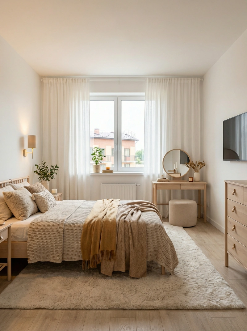 Дизайн интерьера в стиле Хюгге — Спальня от нейросети RoomGPT