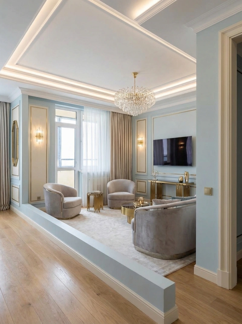 Дизайн интерьера в стиле Неоклассика — Гостиная от нейросети RoomGPT