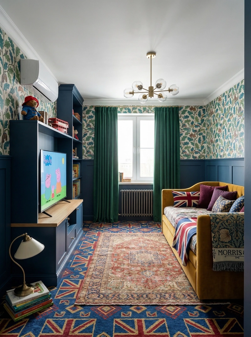 Дизайн детской в стиле Британский — фото интерьера от нейросети RoomGPT