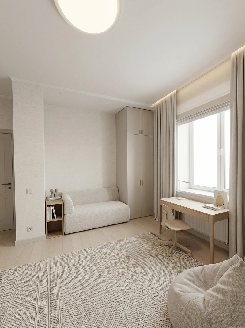 Дизайн детской в стиле Минимализм — фото интерьера от нейросети RoomGPT