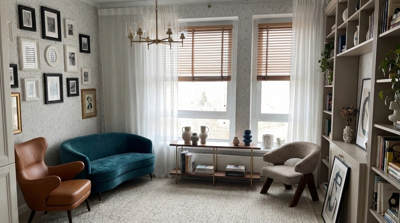 Дизайн гостиной в стиле Эклектика — фото интерьера от нейросети RoomGPT