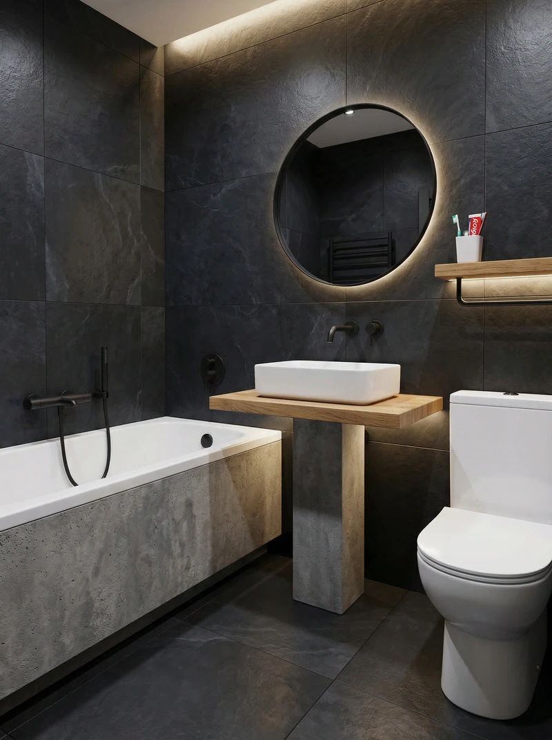 Дизайн ванной в стиле Лофт — фото интерьера от нейросети RoomGPT