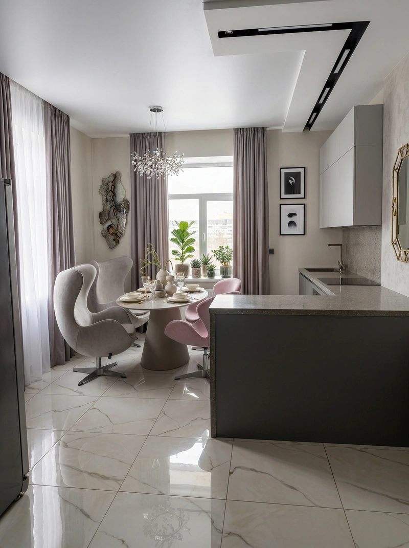 Дизайн кухни в стиле Контемпорари — фото интерьера от нейросети RoomGPT