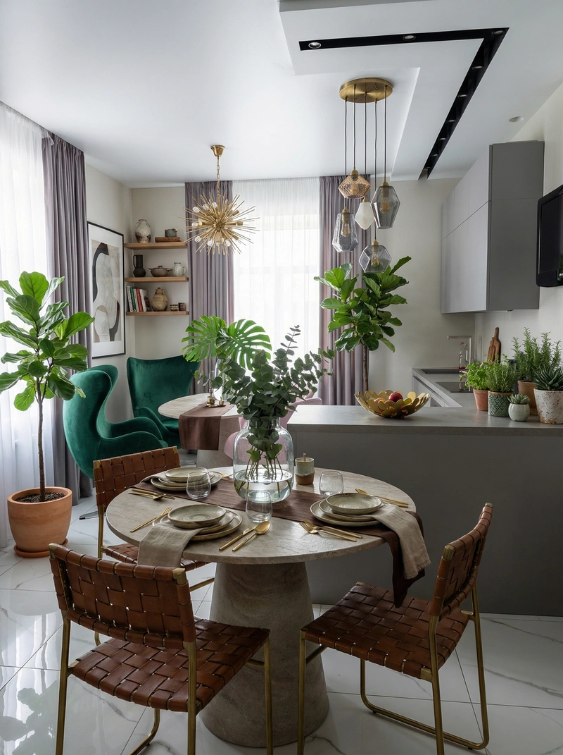 Дизайн кухни в стиле Эклектика — фото интерьера от нейросети RoomGPT