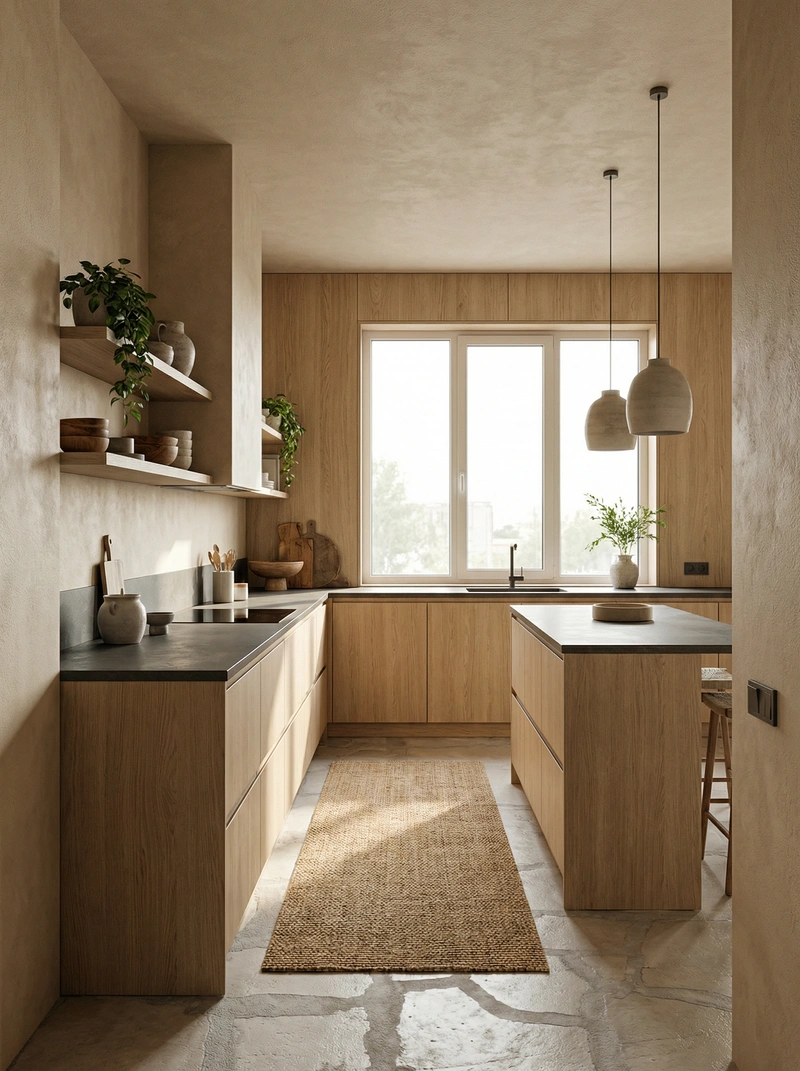 Дизайн кухни в стиле Japandi — фото интерьера от нейросети RoomGPT