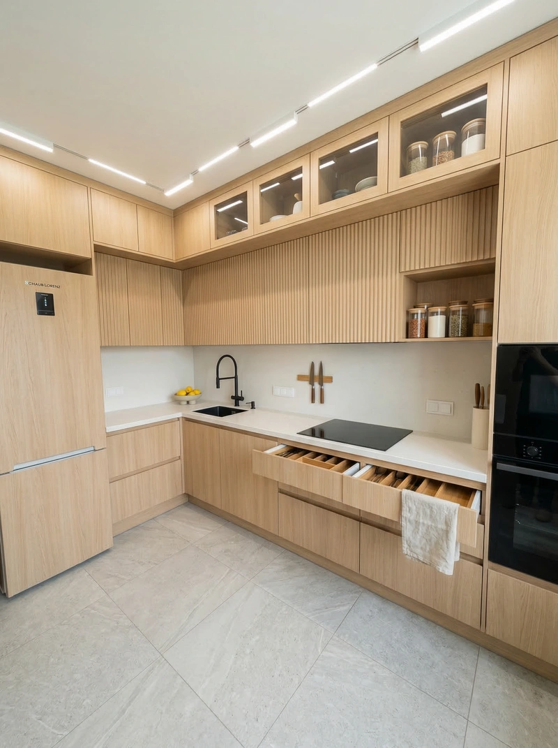 Дизайн кухни в стиле Сканди — фото интерьера от нейросети RoomGPT