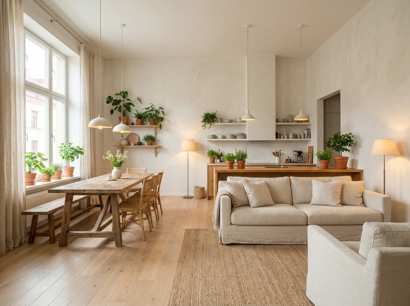 Дизайн интерьера в стиле Хюгге — Гостиная от нейросети RoomGPT