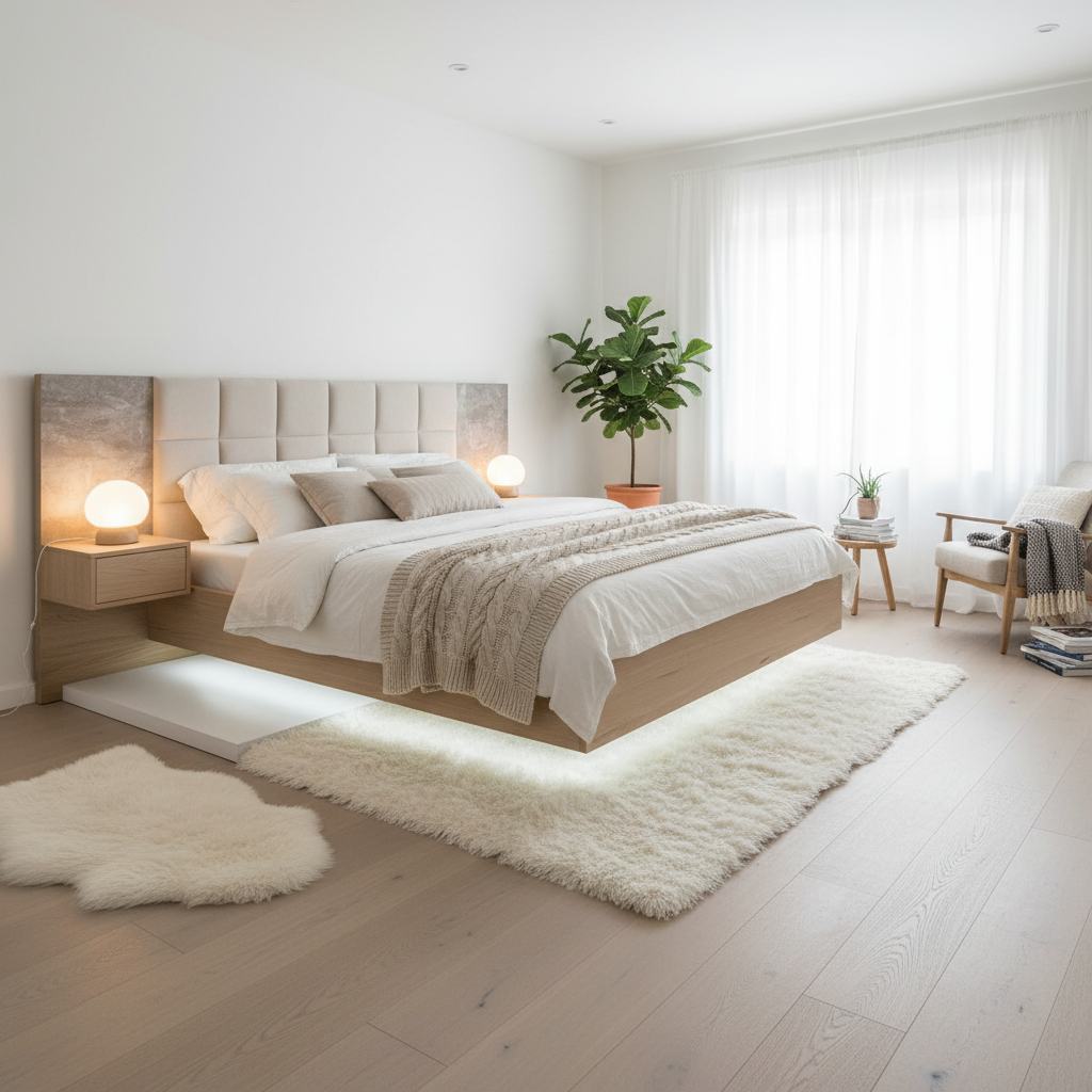 Дизайн спальни в стиле Хюгге — фото интерьера от нейросети RoomGPT