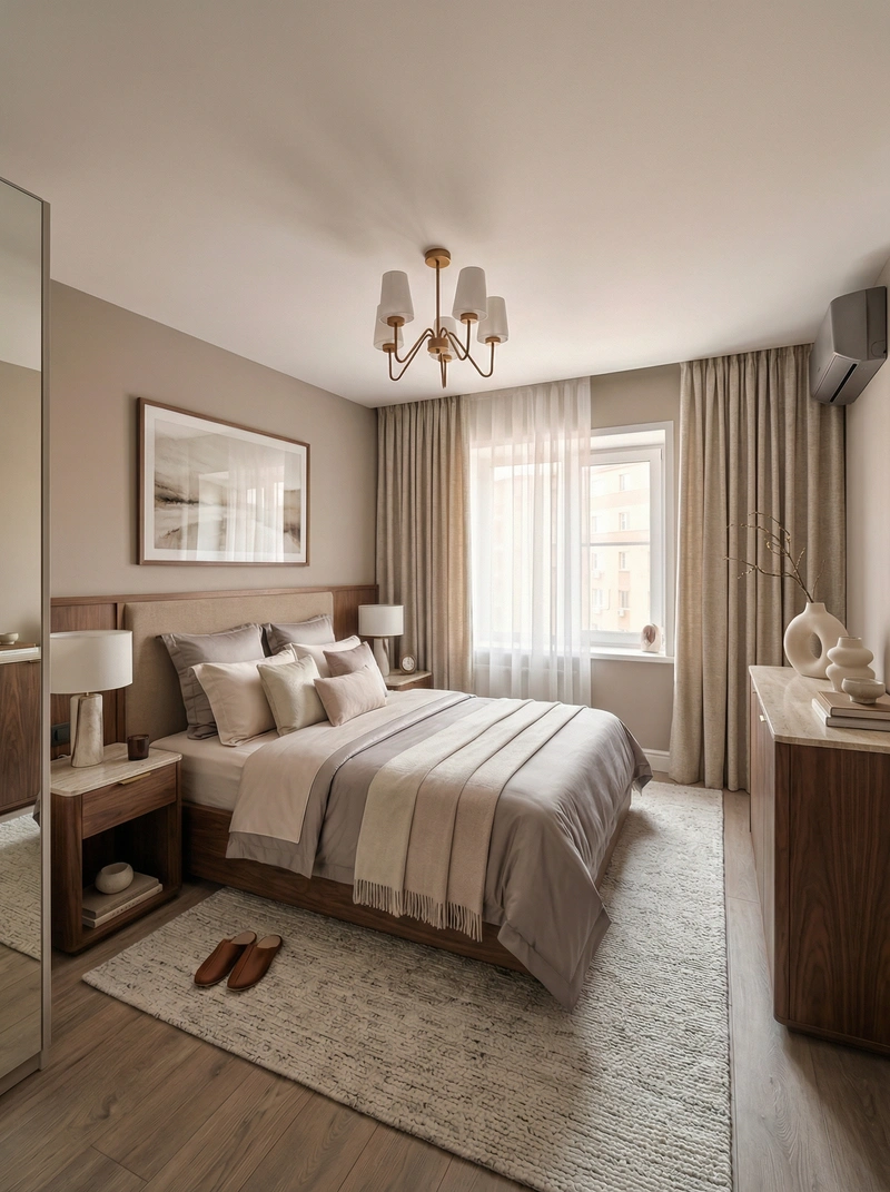 Дизайн интерьера в стиле Контемпорари — Гостиная от нейросети RoomGPT