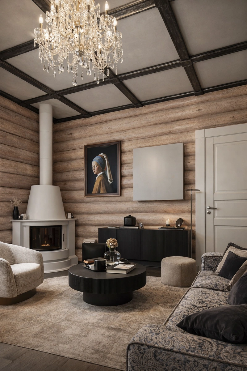 Дизайн интерьера в стиле Контемпорари — Гостиная от нейросети RoomGPT