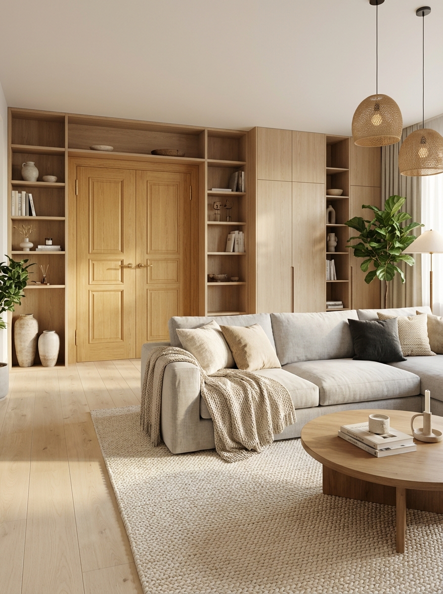 Дизайн гостиной в стиле Сканди — фото интерьера от нейросети RoomGPT