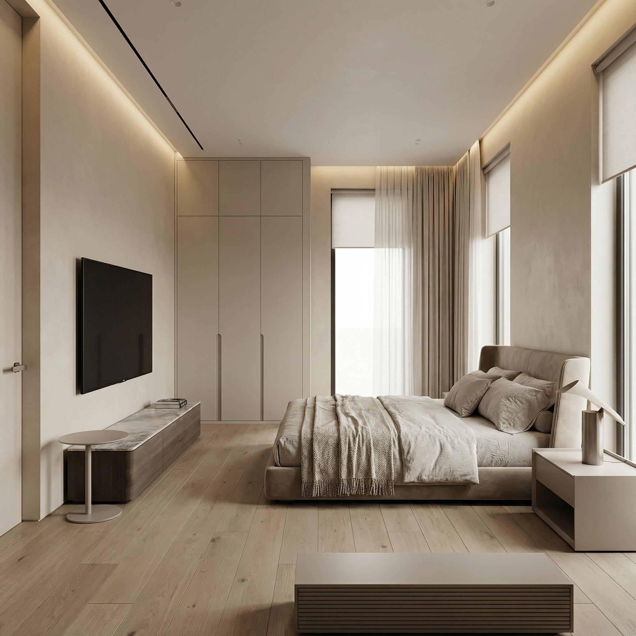 Дизайн спальни в стиле Минимализм — фото интерьера от нейросети RoomGPT