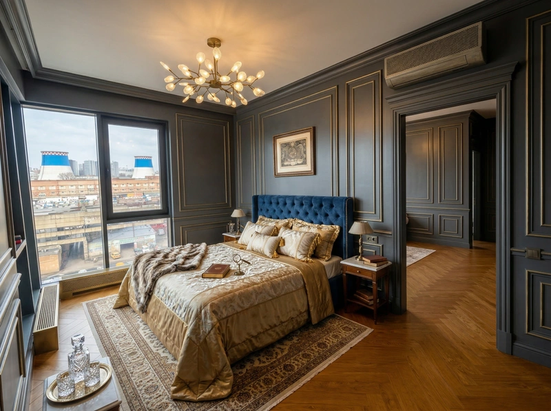 Дизайн спальни в стиле Классика — фото интерьера от нейросети RoomGPT