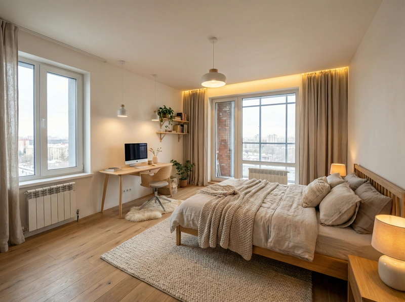 Дизайн интерьера в стиле Хюгге — Спальня от нейросети RoomGPT