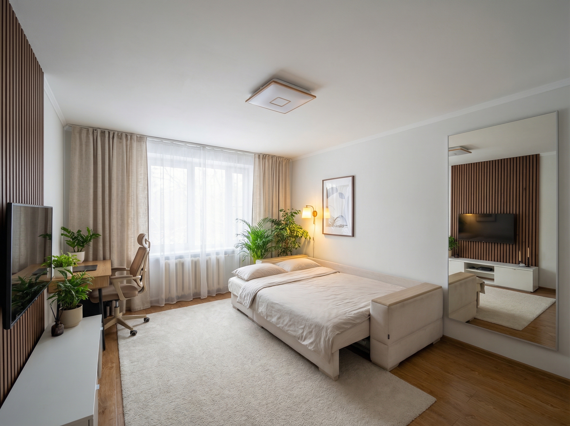 Дизайн гостиной в стиле Japandi — фото интерьера от нейросети RoomGPT