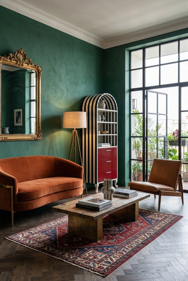 Дизайн гостиной в стиле Эклектика — фото интерьера от нейросети RoomGPT