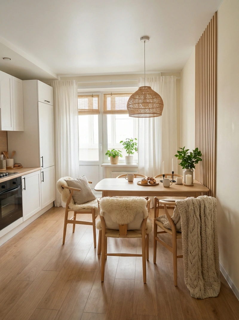 Дизайн интерьера в стиле Хюгге — Кухня от нейросети RoomGPT