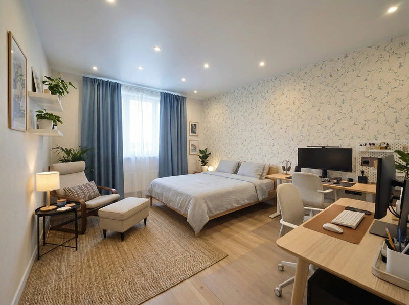 Дизайн интерьера в стиле Сканди — Спальня от нейросети RoomGPT