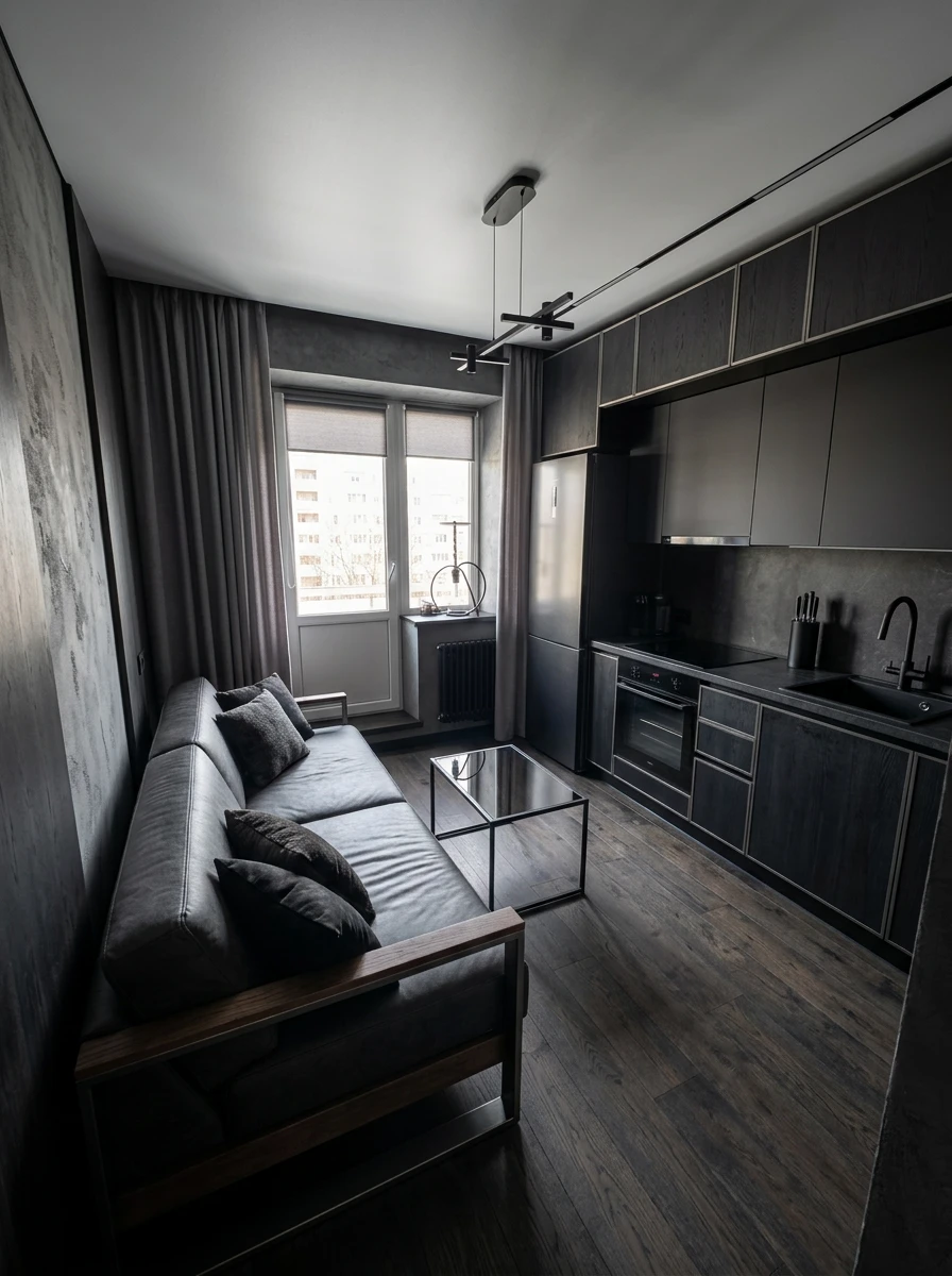 Дизайн интерьера в стиле Блэктэк — Кухня от нейросети RoomGPT