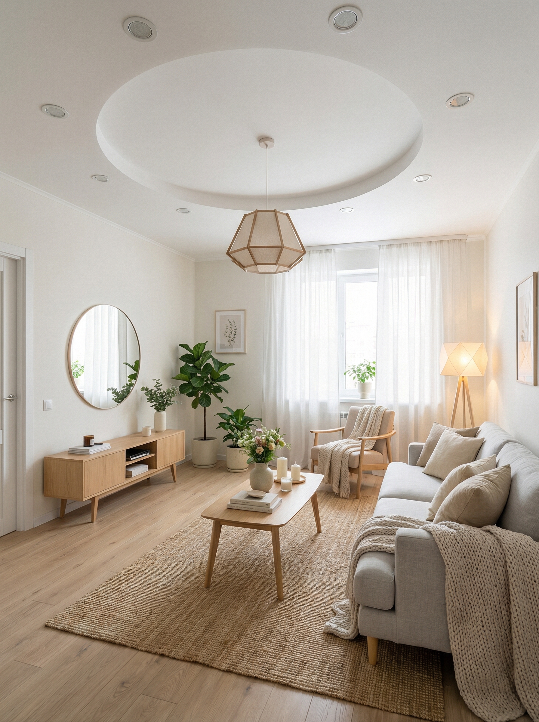 Дизайн гостиной в стиле Хюгге — фото интерьера от нейросети RoomGPT