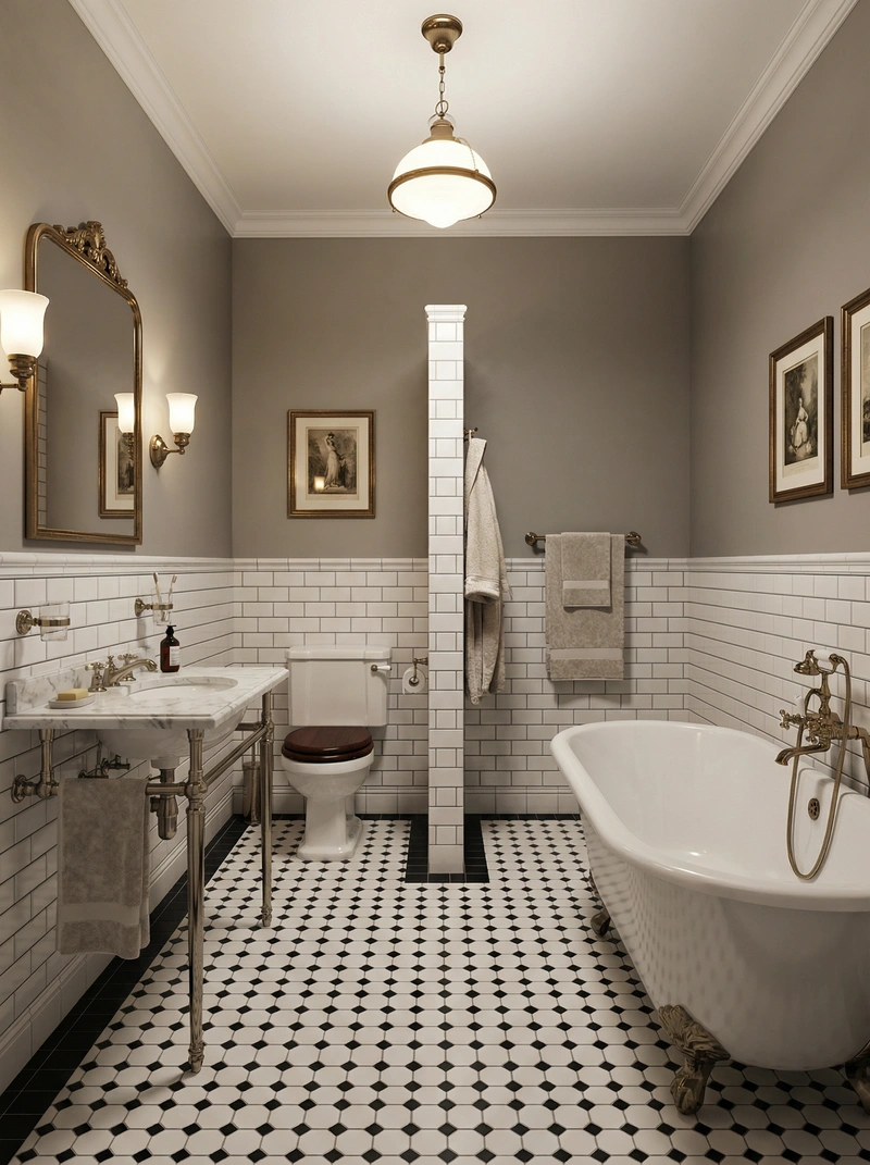 Дизайн интерьера в стиле Классика — Ванная от нейросети RoomGPT