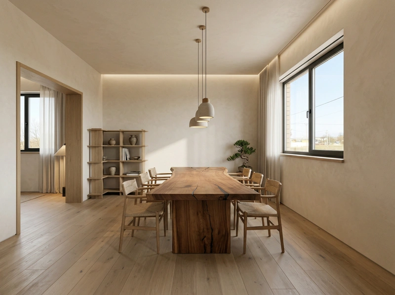 Дизайн гостиной в стиле Japandi — фото интерьера от нейросети RoomGPT