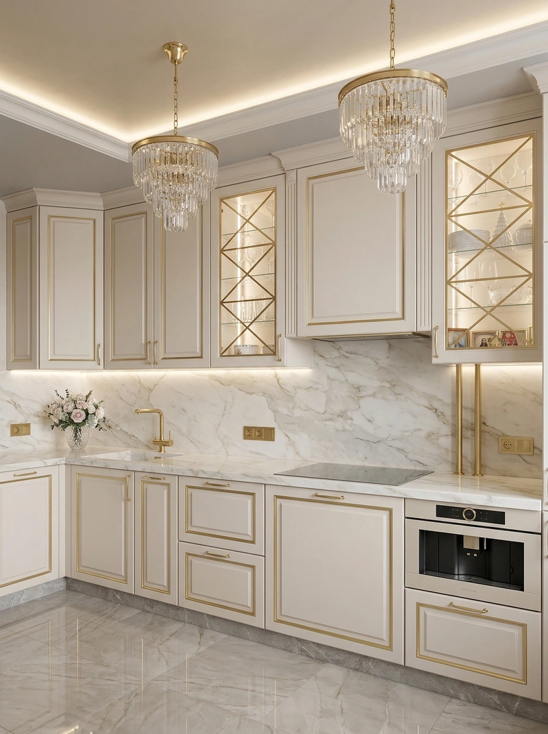 Дизайн кухни в стиле Неоклассика — фото интерьера от нейросети RoomGPT