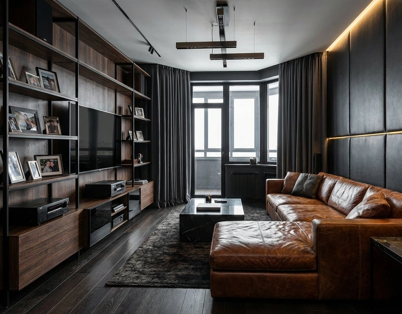 Дизайн интерьера в стиле Блэктэк — Гостиная от нейросети RoomGPT
