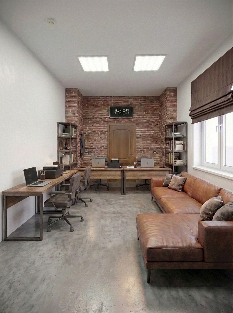 Дизайн гостиной в стиле Лофт — фото интерьера от нейросети RoomGPT