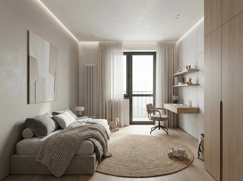 Дизайн детской в стиле Минимализм — фото интерьера от нейросети RoomGPT