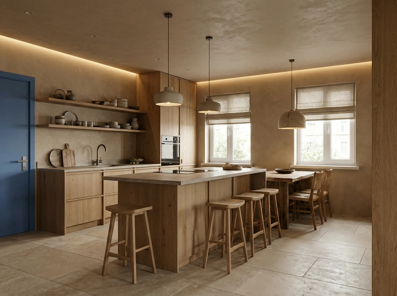 Дизайн кухни в стиле Japandi — фото интерьера от нейросети RoomGPT