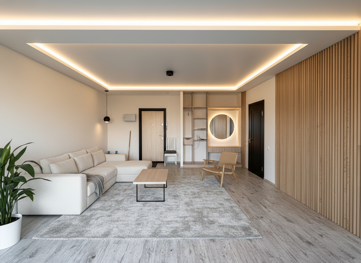 Дизайн гостиной в стиле Минимализм — фото интерьера от нейросети RoomGPT