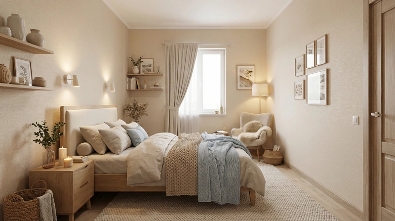 Дизайн интерьера в стиле Хюгге — Спальня от нейросети RoomGPT