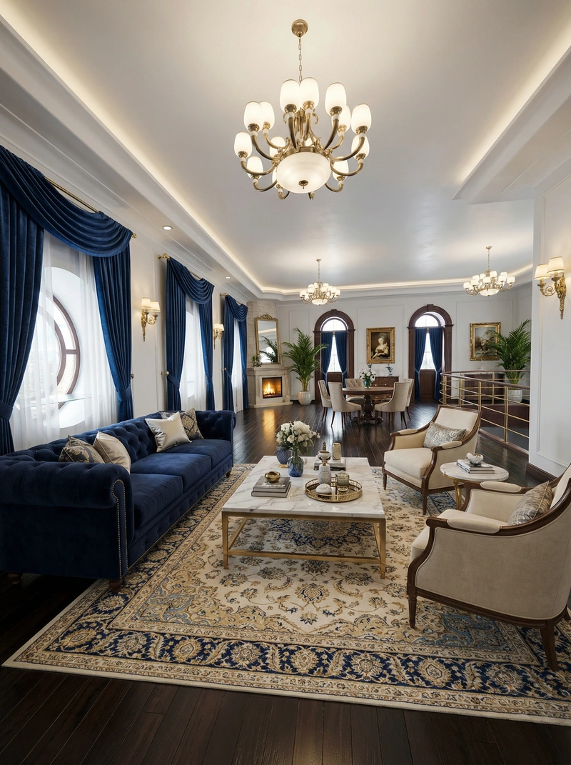 Дизайн интерьера в стиле Классика — Гостиная от нейросети RoomGPT