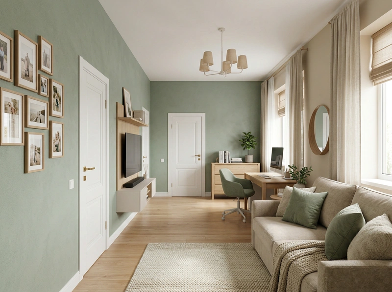 Дизайн гостиной в стиле Хюгге — фото интерьера от нейросети RoomGPT