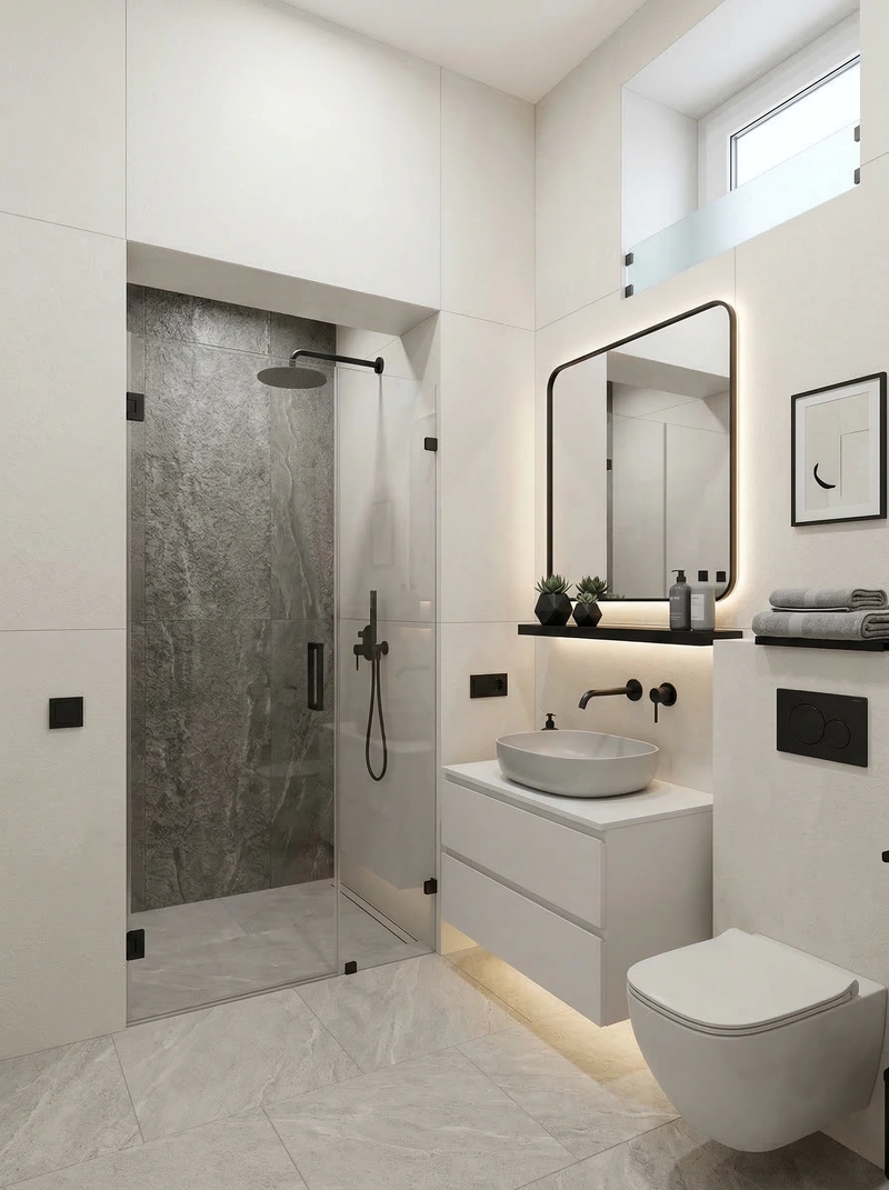 Дизайн интерьера в стиле Минимализм — Ванная от нейросети RoomGPT