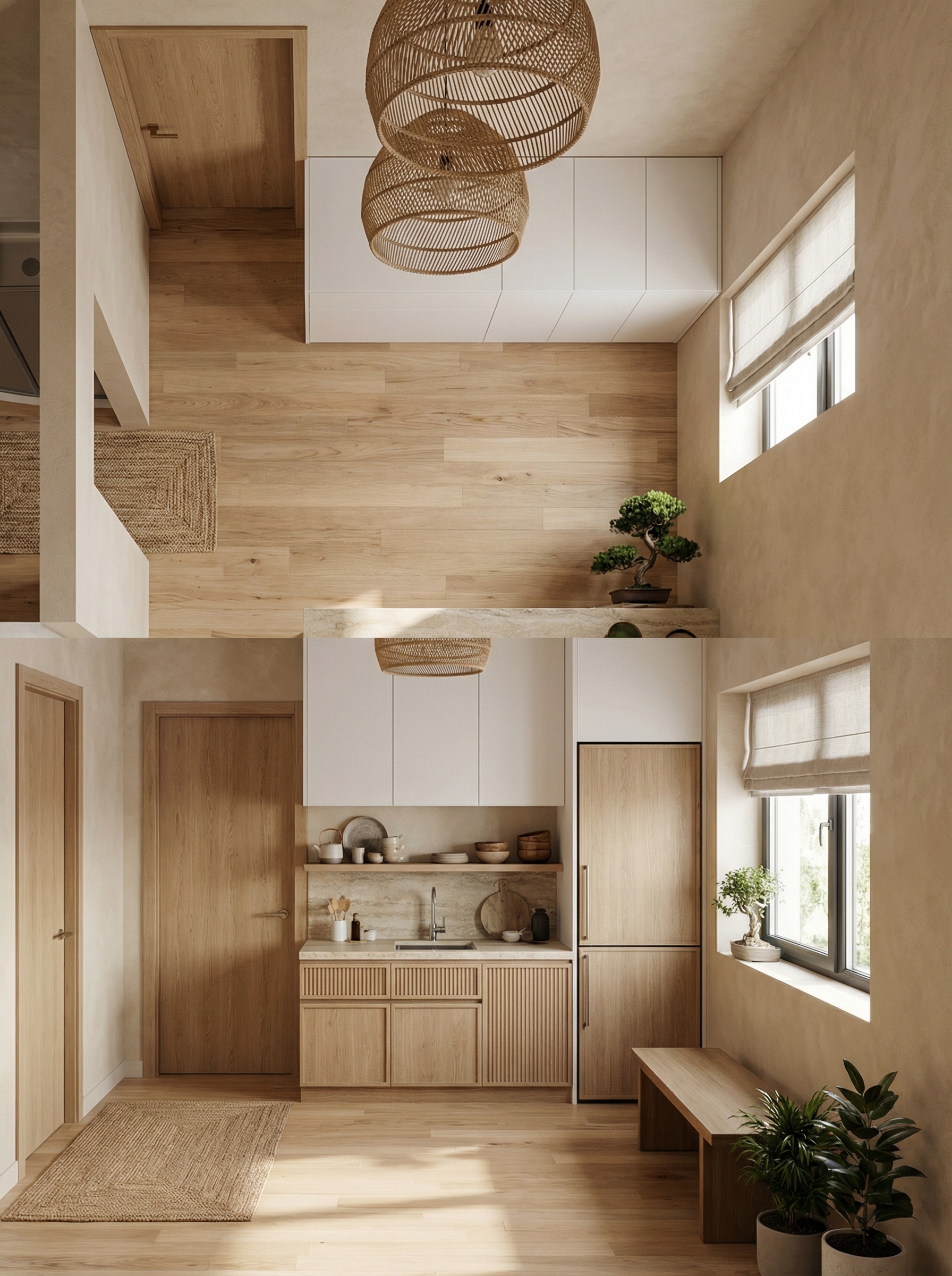 Дизайн кухни в стиле Japandi — фото интерьера от нейросети RoomGPT